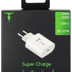 Cargador Rápido USB-C PD20W Carga rápida 3A. blanco T-Phox