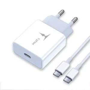 Cargador USB-C Cargar Rápida + cable USB-C (1.2 m) blanco T-Phox